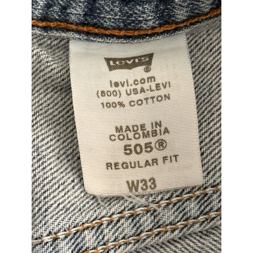 Levis 505 Shorts Mens Size 33 Blue Relaxed Bermuda Faded 100% Cotton - Picture 4 of 4